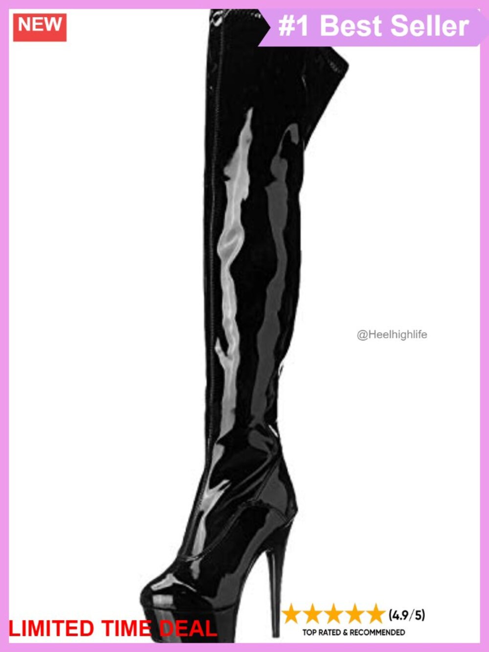 6" Platform Stretch Patent Thigh-High Boots